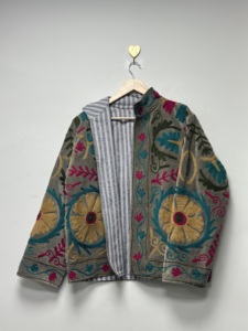 <b>Velvet</b> Bomber Jacket <b>Velvet</b> Suzani Embroidered Customizable Unisex Suzani Jacket Plus Size Reversible Breathable Winter <b>Blazer</b> - Product Image 5