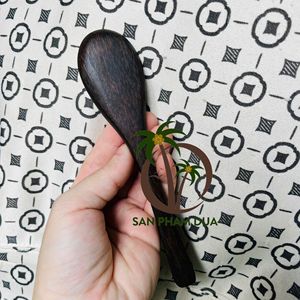 Cuchara de madera de coco de alta calidad de 16 cm de longitud - Color oscuro - 100% coco, segura para el contacto con alimentos - Product Image 2