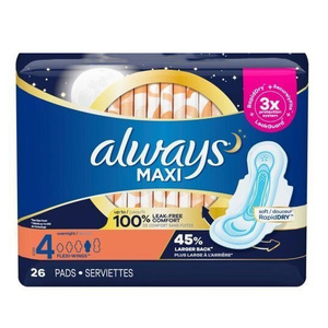 Serviettes hygiéniques Always Feminine Care, sensation douce en coton, pour l'hygiène quotidienne des femmes - Product Image 1