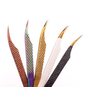 Pinzas de extensión de pestañas de acero inoxidable con etiqueta privada de alta calidad con puntas de fibra de volumen Pinzas de pestañas - Product Image 4