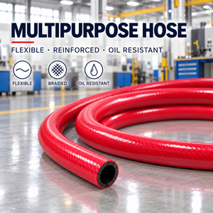 Tuyau PVC multifonction rouge flexible renforcé tressé pour transfert d'eau industriel et alimentation en air, rouleau de 100m, service OEM, export - Product Image 1