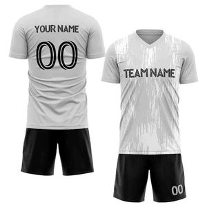 Ensemble d'uniformes de football à col en V, maillot d'été imprimé pour l'extérieur, short personnalisé avec nom d'équipe sur le devant - Product Image 2