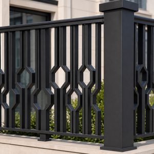 Barandilla de Balcón Moderna de Metal Negro, Diseño Geométrico Hexagonal, Barandilla Exterior para Villa, Terraza, Panel de Seguridad Premium - Product Image 3