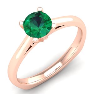 REYES New Design 14K Solid Gold Round Cut 0.75Ct Emerald Gemstone Solitaire <b>Rings</b> For Women <b>Custom</b> Anniversary Gift Fine Jewelry - Product Image 2