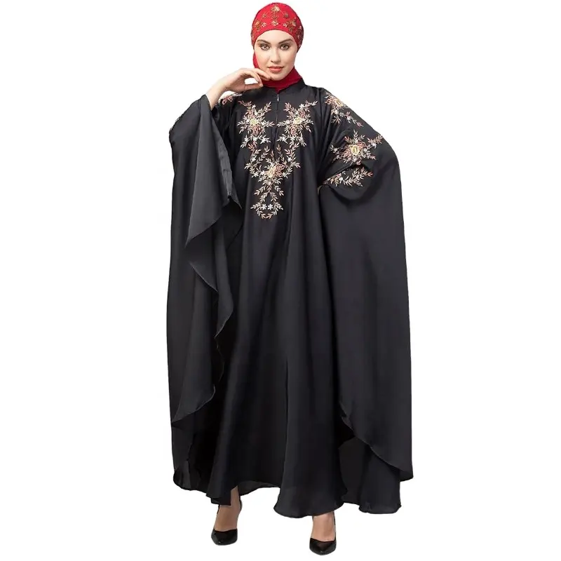 2024 Zwarte Arabische Jurk Elegante Losse Kaftan Abaya Nieuw Model Batwing Mouw Islamitische Kleding Moslims Abaya Kaftan Tegen Fabrieksprijs