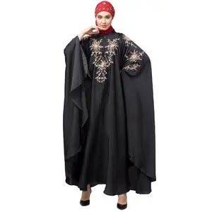 2024 schwarzes arabisches Kleid eleganter lockerer Kaftan Abaya neues Modell Fledermausärmel Ärmel islamische Kleidung Muslime Abaya Kaftan zum Werkspreis