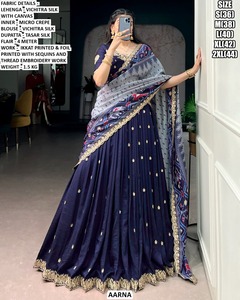 Eshaal Lehenga Choli Morado Largo hasta el Suelo con Bordado Bhandhani Tradicional de Secado Rápido y Protección Solar para Diwali/Fiestas Vichitra - Product Image 1