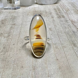 Anillo dendrítico de ágata Montana, joyería de plata esterlina de ágata con bandas naturales, anillo de banda de plata 925 - Product Image 1
