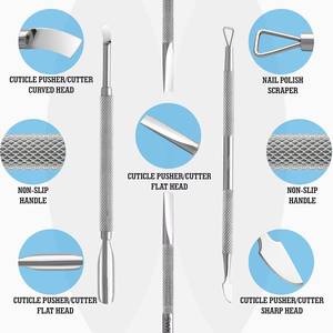 Ensemble d'outils pousse-ongles à double extrémité en acier inoxydable pour les soins de manucure - Product Image 3