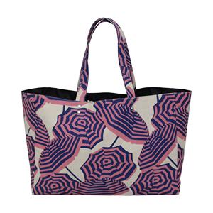 กระเป๋าโท้ทผู้หญิงแฟชั่น ซับในโพลีเอสเตอร์ หูหิ้วผ้าแคนวาส ลายพิมพ์ร่ม กระเป๋าชายหาดผ้าแคนวาสธรรมชาติ 12 ออนซ์ สำหรับช้อปปิ้ง - Product Image 3