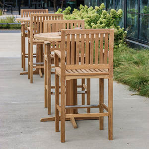 Chaise de bar d'extérieur en teck massif moderne, design minimaliste et durable, fabricant de meubles pour patio et centres de villégiature. - Product Image 5