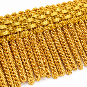 Bullion <b>Wire</b> Golden Fringe Trim Decorative Border Edge Gold Color Metal Look Trimmings for Garment <b>Crafting</b> Fashion Design - Product Image 2