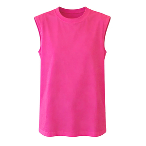 Ropa de mujer, camiseta sin mangas, chaleco holgado de verano, camiseta sin mangas con cuello redondo, cómoda, agradable para la piel, favorecedora para el estilo diario - Product Image 3