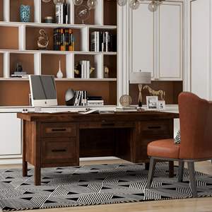 Bridgevine Home Sausalito da 71 pollici Executive Desk con finitura Whiskey nessuna scrivania del Computer necessaria per il montaggio - Product Image 3