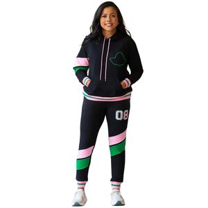 AKA Black Colorblock Tracksuit Women Two Piece Set Hoodie Jogger <b>Pants</b> Pink Green Premium Athletic Wear - Product Image 1