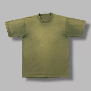 Camiseta de hombre estilo urbano retro 2025 con efecto desgastado por el sol, lavado ácido, personalizada, vintage, 100% algodón, tejido ligero y desgastado - Product Image 3