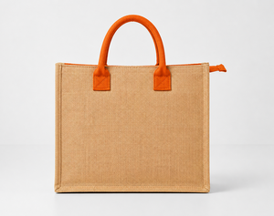 Orange Jute Shopping <b>Bag</b> Large Top Handle <b>Gift</b> Tote Especially For You Tag - Product Image 6