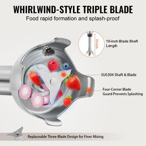 Frullatore a Immersione Commerciale 350W con Lama in Acciaio Inox da 10 Pollici, Mixer Manuale Resistente a 10 Velocità Variabili - Product Image 5