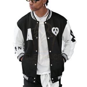 Fabriqué au Pakistan sur mesure couleur unie Patchwork bouton avant manches longues poche Simple décontracté hommes collège Baseball vestes - Product Image 5