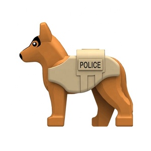 MOC ville militaire animaux Police chien blocs de construction SWAT <span class=keywords><strong>Mini</strong></span> figurines gilet pour animaux de compagnie accessoires briques jouets - Product Image 3