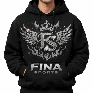 Sweat-shirt à capuche surdimensionné personnalisé pour homme, hiver, strass, streetwear de luxe, coton épais, avec poche, cristaux scintillants FS - Product Image 1