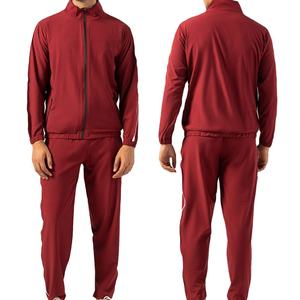Ensemble de survêtement rouge pour homme, sweat-shirt et pantalon à fermeture éclair intégrale, respirant, coupe classique, vêtements d'automne, couleur unie, matière polyester - Product Image 6