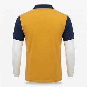 เสื้อโปโลชายสีเหลืองกรมท่า แขนสั้น สำหรับกอล์ฟ กีฬา ชุดทำงาน รับผลิตแบบ OEM ODM ขายส่ง - Product Image 2