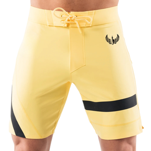Shorts de bain jaunes et noirs pour hommes, séchage rapide, avec cordon de serrage, pour la plage, la natation et les sports nautiques, légers - Product Image 1