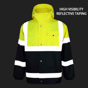High Visibility Green <b>Work</b> Hoodies Safety Hoodie Warm Fleece <b>Jacket</b> With Zipper Road <b>Construction</b> Working Wear Safty Hoodies - Product Image 2