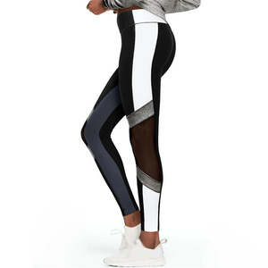 Leggings de yoga et fitness pour femmes, ceinture large, extensibles dans quatre directions, en Spandex/Nylon, taille haute élastique, imprimés, avec empiècements en maille, XS-XL - Product Image 3