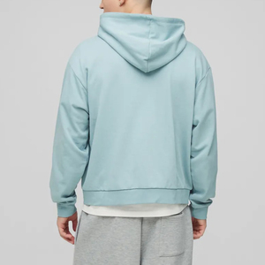 เสื้อฮู้ดซิปผู้ชายสีฟ้าอ่อน ทรงปกติ ผ้าฝ้ายเฟรนช์เทอร์รี่ พิมพ์ลายตัวอักษร โลโก้ด้านหน้า สวมใส่สบายๆ สำหรับฤดูใบไม้ร่วง - Product Image 5