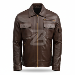 Chaqueta de Motociclista de Cuero PU Marrón para Hombre, Estilo Urbano, Resistente al Viento e Impermeable, Moda Premium OEM - Product Image 1