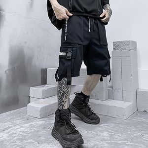 Black Cargo <b>Shorts</b> <b>Men</b> Loose Fit Elastic Waist Multi Pocket Streetwear Summer Casual <b>Bermuda</b> <b>Shorts</b> - Product Image 4