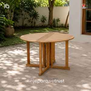 Outdoor <b>Round</b> Solid Teak Wood Dining <b>Table</b> <b>Folding</b> Garden Patio Restaurant Hotel Villa Furniture - Product Image 1