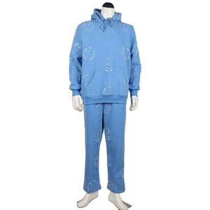 2026 Trendy Men Rhinestone Tracksuit Acid Wash <b>Patch</b> Casual Outdoor Wear Zip Up Hoodie Sweatpants Full Set Cotton Made - Product Image 2