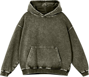 Sweat-shirts à capuche unisexes décontractés, effet délavé, coupe ample, 100% coton, épais et confortables, impression personnalisée ou logo brodé - Product Image 4