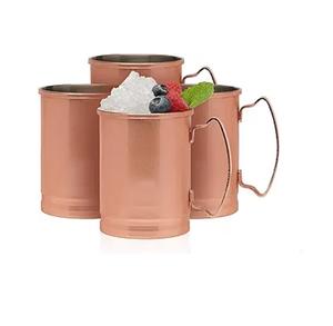 Meilleures ventes à prix bas : Ensemble de 2 tasses Moscow Mule faites à la main en cuivre et acier inoxydable, de qualité supérieure, avec texture martelée - Product Image 2
