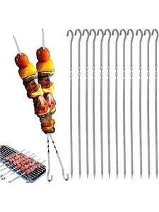 Ensemble de brochettes en acier inoxydable pour kebab, avec lame plate et longueur allongée pour un meilleur contrôle de la cuisson sur le barbecue - Product Image 3