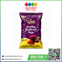 Glee Impex Chips de remolacha horneados, salados y bajos en grasas, 50g |   Snack Vegetal Natural Semiblando |   Empacado con Nitrógeno para Mayor Frescura