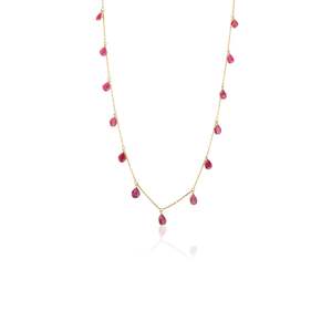 18K Solid Yellow Gold <b>Ruby</b> Station <b>Necklace</b> - Product Image 3