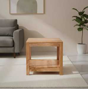 Table basse en bois massif, design rond moderne, finition naturelle, collection de meubles pour salon - Product Image 5