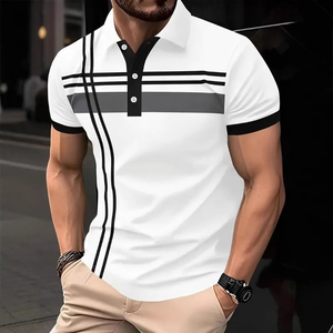 Camiseta de Verano para Hombre, Transpirable, de Punto, Estampada, Informal Elegante, de Manga Corta, con Bolsillo, 100% Algodón - Product Image 2