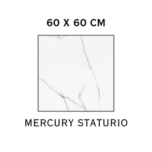 Baldosas de Porcelana Mercury Statuario 60x60cm, Imitación Piedra Pulida, para Uso Interior en Baños - Product Image 1