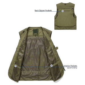 Chaleco Utilitario Multibolsillos Negro para Hombre, Cierre de Cremallera, Transpirable, para Pesca, Caza y Camping - Product Image 6