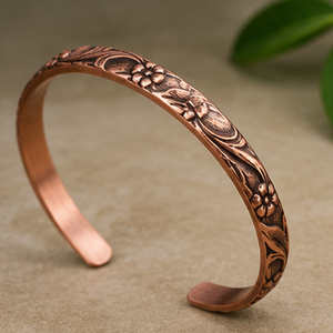 Authentic Floral <b>Engraved</b> Pure Metal Open Cuff <b>Bangle</b> Bracelet Fashionable Metal Jewelry Exquisite Craftsmanship - Product Image 5