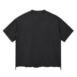 <b>Black</b> Color <b>Cropped</b> T Shirt <b>Short</b> <b>Sleeve</b> Crew Neck Distressed Raw Hem Casual Streetwear <b>Top</b> With <b>Black</b> Hill Sports Logo Fashion - Product Image 6