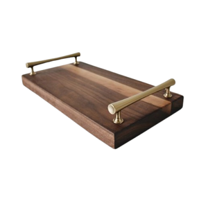 Plateau de service rectangulaire en bois décoratif avec poignée en acier, idéal pour la maison, la cuisine et les restaurants – Nouveauté très prisée - Product Image 6