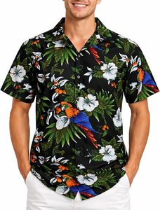 Camisas Hawaianas de Manga Corta para Hombre, Diseño Nuevo, Verano, Antiarrugas, Popelina, Estampado Personalizado de Cerezas y Loros, Algodón, Sublimación, en Oferta - Product Image 2