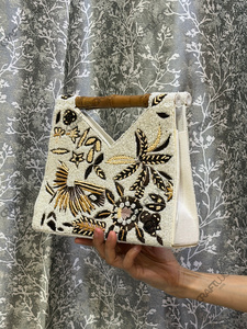 Elegant Pearl Beaded Shoulder Bag Handmade White Clutch Designer Evening Party Wedding <b>Handbag</b> Luxury Statement Purse Women - Product Image 2