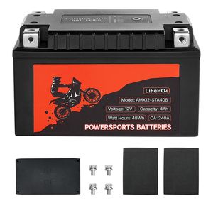 Batterie de moto au lithium LiFePO4 12 V 4 Ah haute performance, pré-chargeée, compatible Powersports, sans entretien - Product Image 1